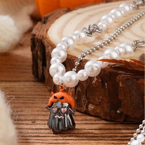 Pumpkin Necklace ChiropteraPearl Halloween FashionChic