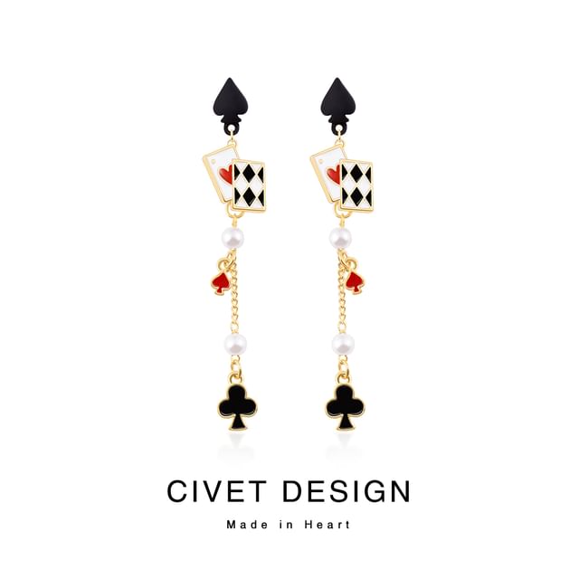 Earring Print Sterling Card Stud Poker Cuff Silver Ear / FashionChic