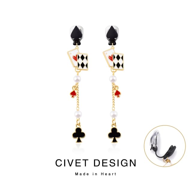 Earring Print Sterling Card Stud Poker Cuff Silver Ear / FashionChic