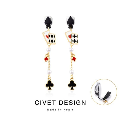Earring Print Sterling Card Stud Poker Cuff Silver Ear / FashionChic