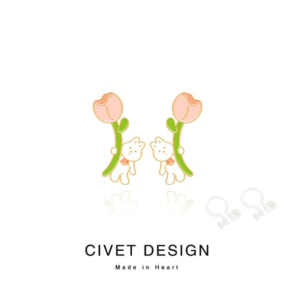 Sterling Various Earring Silver Cuff Designs ( ) Rabbit Cartoon Ear / Stud FashionChic