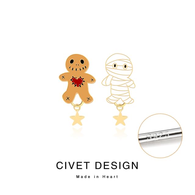 Halloween Silver Stud Cuff Ear / Cartoon Sterling Earring Asymmetrical FashionChic