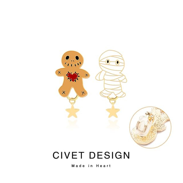 Halloween Silver Stud Cuff Ear / Cartoon Sterling Earring Asymmetrical FashionChic