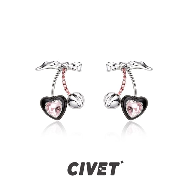 Stud Cherry Earring Rhinestone Sterling Cuff / Silver Ear FashionChic