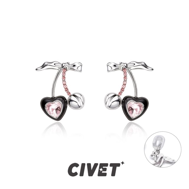 Stud Cherry Earring Rhinestone Sterling Cuff / Silver Ear FashionChic