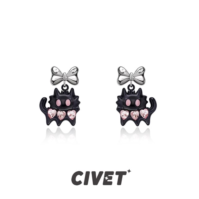 Silver Block Sterling / Color Cat Stud Cuff Ear Earring FashionChic