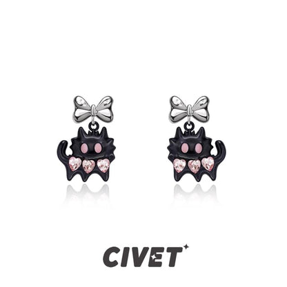 Silver Block Sterling / Color Cat Stud Cuff Ear Earring FashionChic