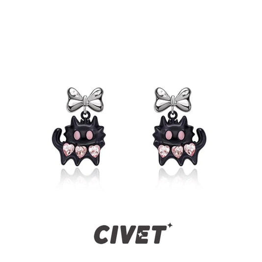 Silver Block Sterling / Color Cat Stud Cuff Ear Earring FashionChic