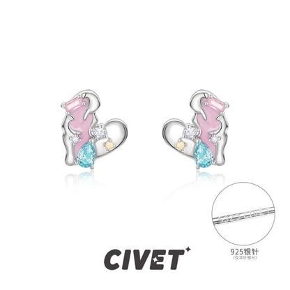 Sterling Stud Cuff Heart Ear Earring Silver Panel / FashionChic