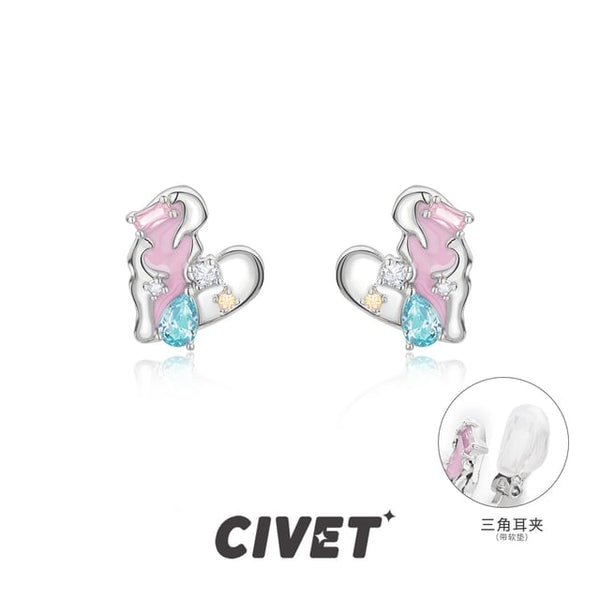 Sterling Stud Cuff Heart Ear Earring Silver Panel / FashionChic