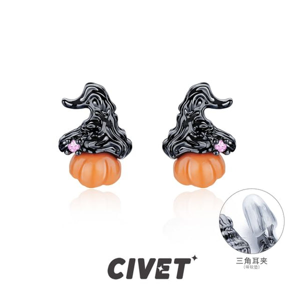 / Stud Silver Halloween Cuff Earring Sterling Ear Pumpkin Phantom FashionChic
