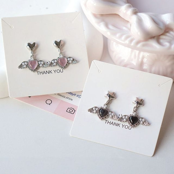 Clip-On / Gemstone Earring Drop Heart FashionChic