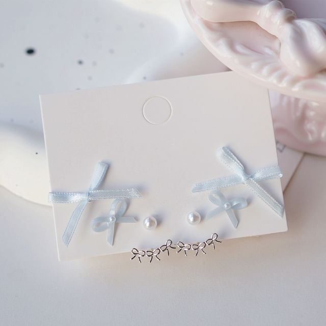 of 3 Bow Earring Set Pairs: FashionChic