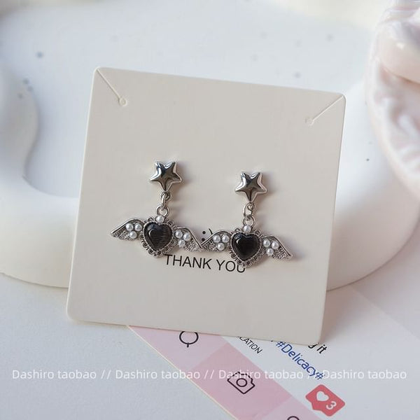 Clip-On / Gemstone Earring Drop Heart FashionChic