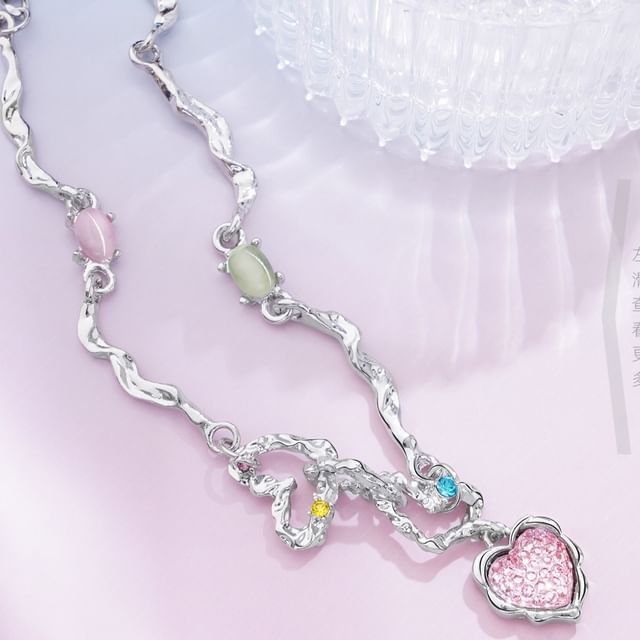 Necklace Rhinestone Strawberry Heart FashionChic