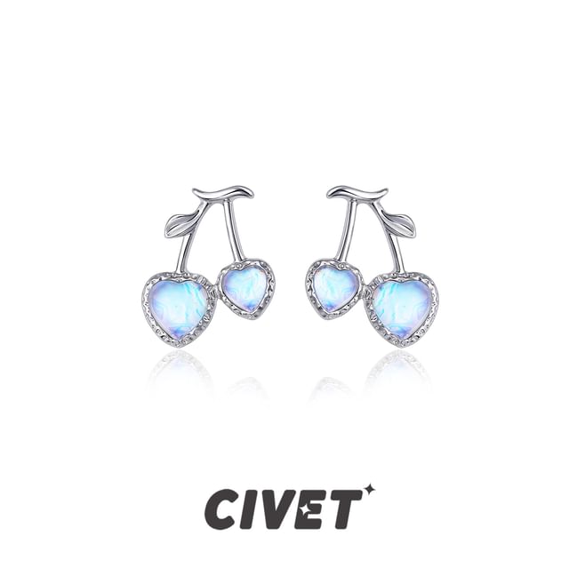 Earring Cherry Heart / Stud Clip-On FashionChic