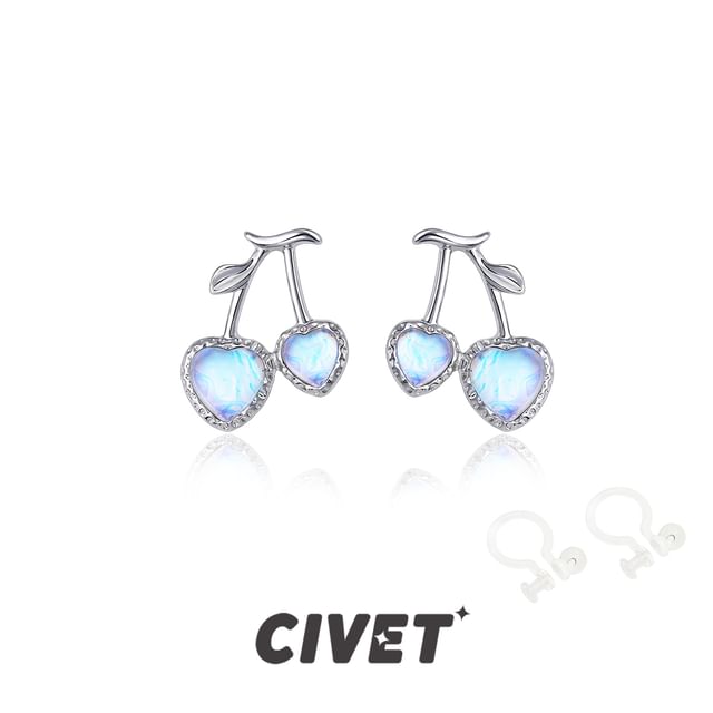 Earring Cherry Heart / Stud Clip-On FashionChic