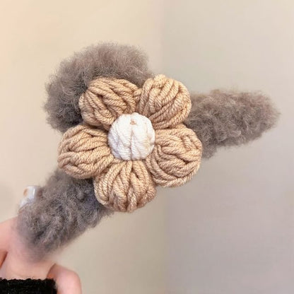 Chenille Floral Claw Clip Yarn Hair FashionChic