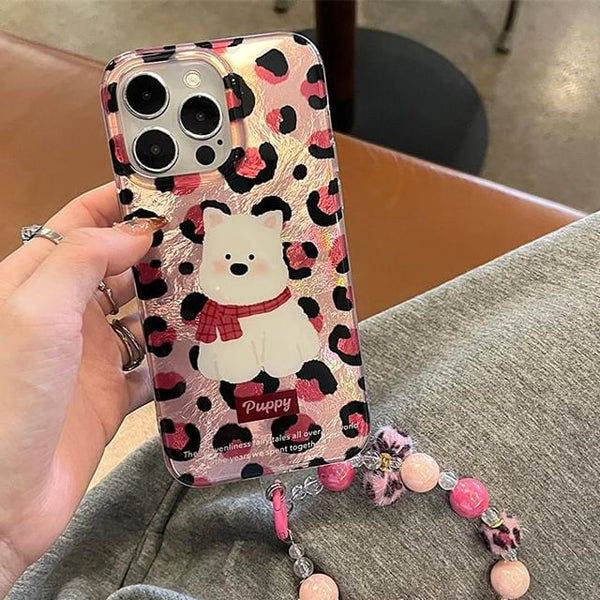 Dog Print Leopard Strap Set Case Phone / FashionChic