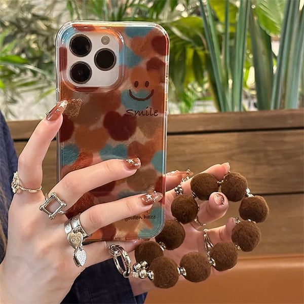 Case / Pom Set Phone Smiley Strap FashionChic