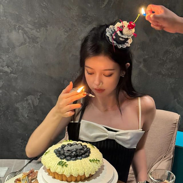 / Clip Hair Trim Cherry Headband Hat Lace FashionChic