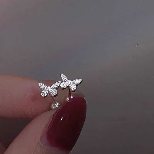 Earring 925 Silver Barbell Butterfly Sterling FashionChic
