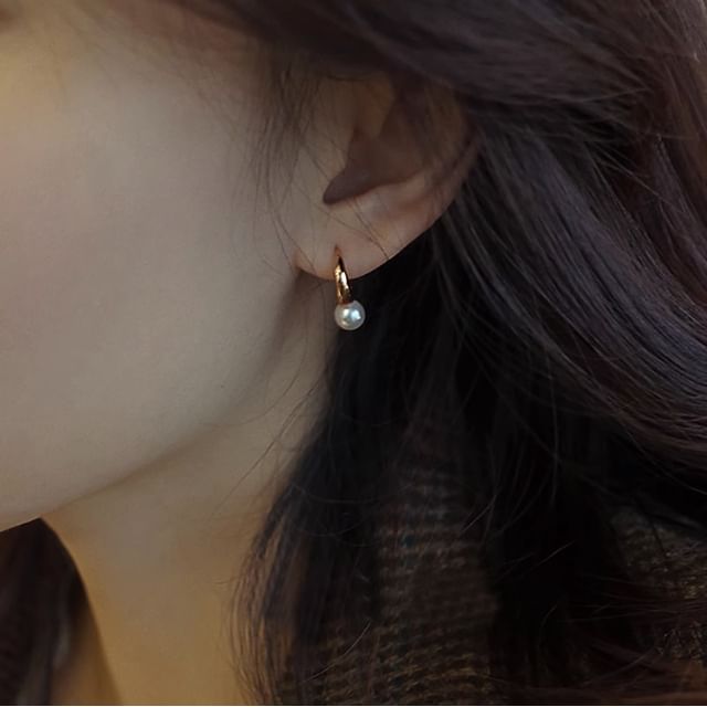 Hoop Silver Faux Pearl 925 Sterling Earring FashionChic