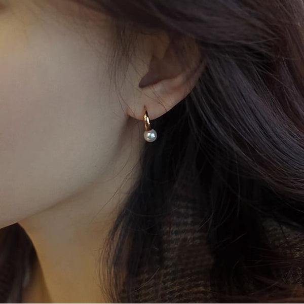 Hoop Silver Faux Pearl 925 Sterling Earring FashionChic