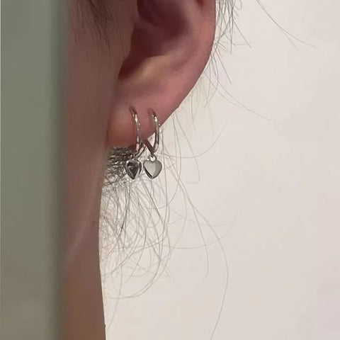 Hoop Sterling Heart Earring Silver Drop 925 FashionChic