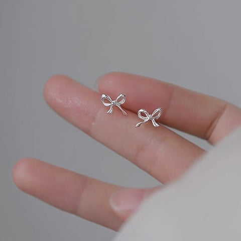 Silver Sterling Earring Stud Bow 925 FashionChic
