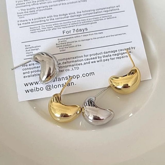 925 Silver Earring Sterling Glossy Hoop FashionChic