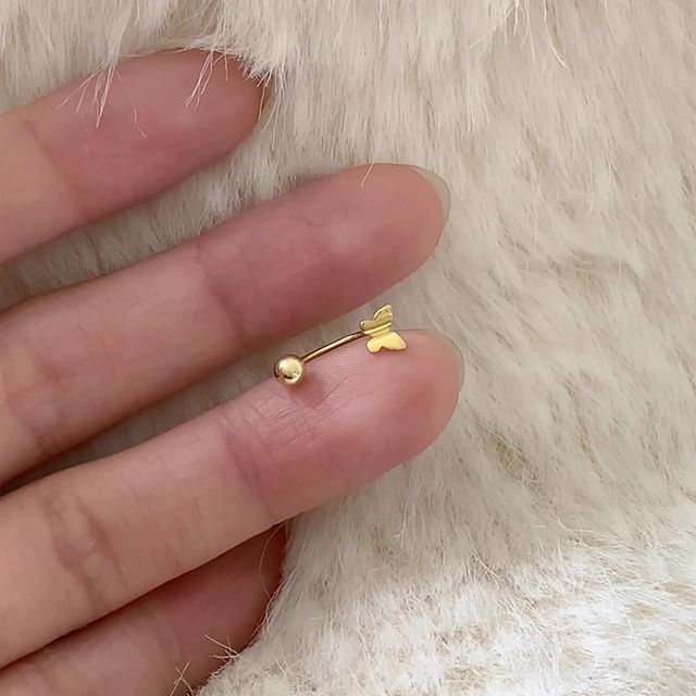 Earring Sterling Butterfly Barbell Silver 925 FashionChic