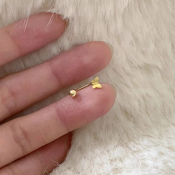 Earring Sterling Butterfly Barbell Silver 925 FashionChic