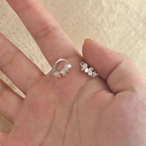 Silver Floral 925 Huggie Sterling Earring FashionChic