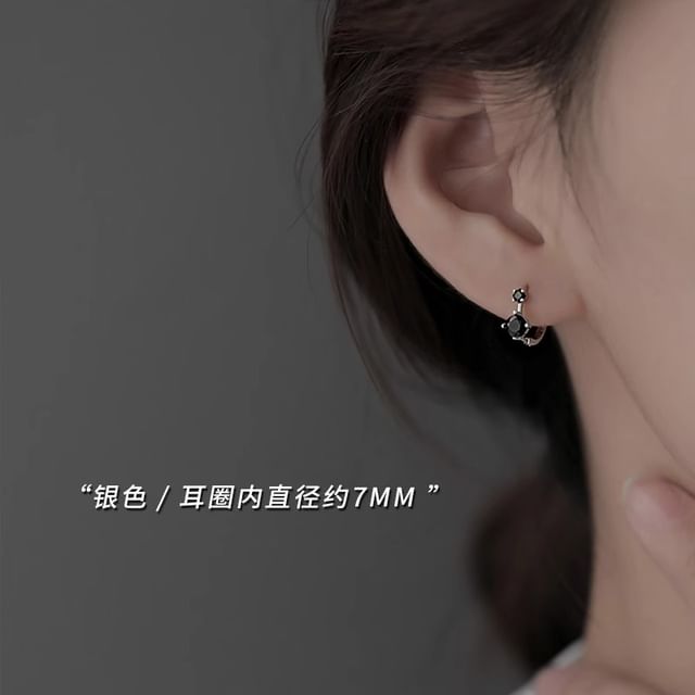 925 Sterling Silver Rhinestone Huggie Earring FashionChic