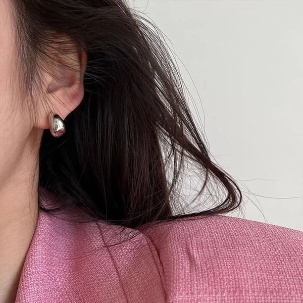 925 Silver Earring Sterling Glossy Hoop FashionChic