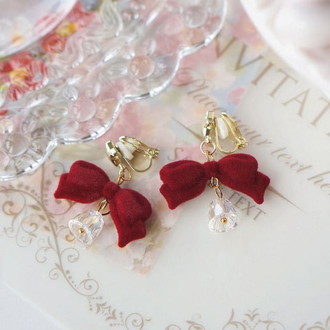 Alloy Earring Flocking Bell Dangle Bow FashionChic