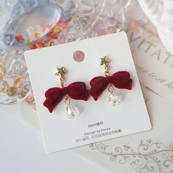 Alloy Earring Flocking Bell Dangle Bow FashionChic