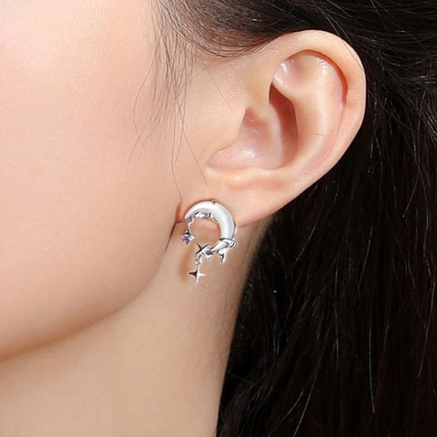 Star Ear Alloy Drop Moon Rhinestone Cuff / Earring FashionChic
