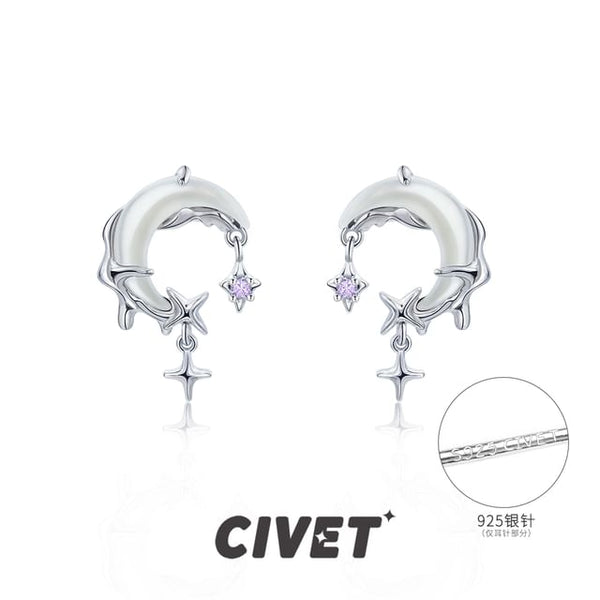 Star Ear Alloy Drop Moon Rhinestone Cuff / Earring FashionChic