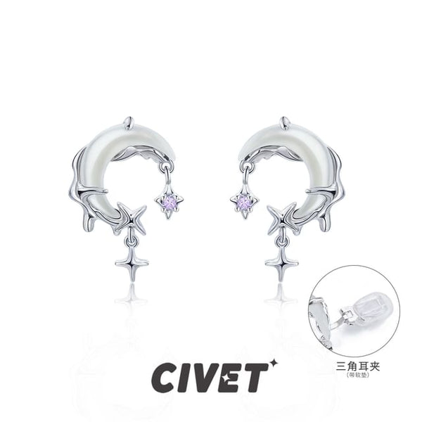 Star Ear Alloy Drop Moon Rhinestone Cuff / Earring FashionChic