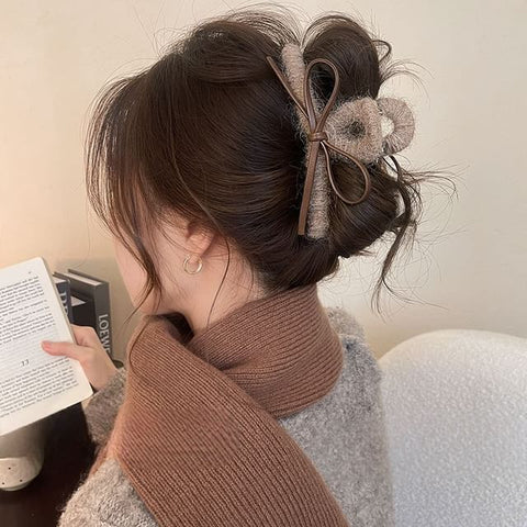 Bow Claw Hair Faux Leather FashionChic