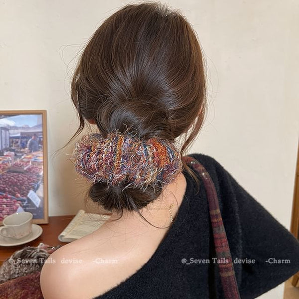 Fuzzy Knit Tie Hair FashionChic