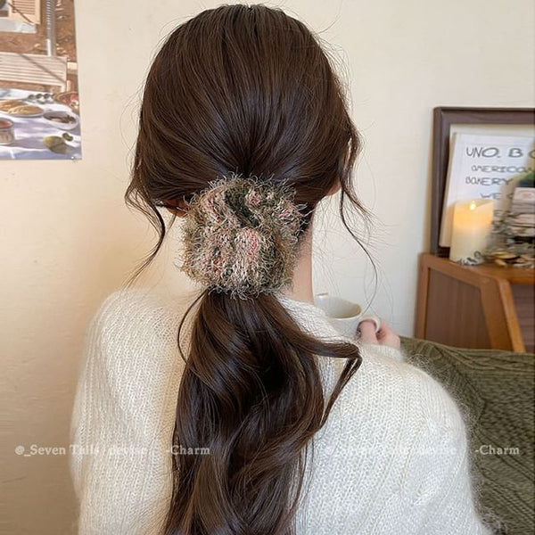 Fuzzy Knit Tie Hair FashionChic