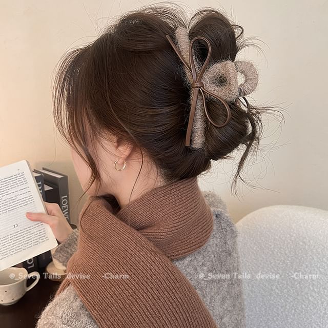 Bow Claw Hair Faux Leather FashionChic