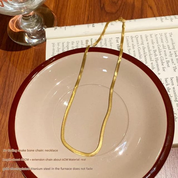 / Set Stone Pendant Necklace Snakebone FashionChic