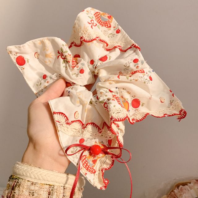 Bow Trim Scrunchie Lace FashionChic