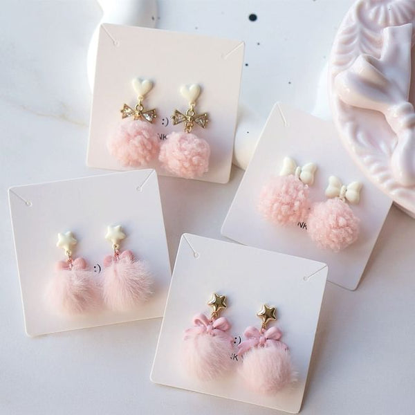 Drop Earring Clip-On Pom / FashionChic