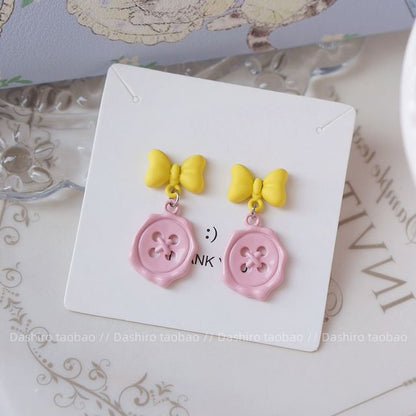 Earring Bow Drop Button / Clip-On FashionChic