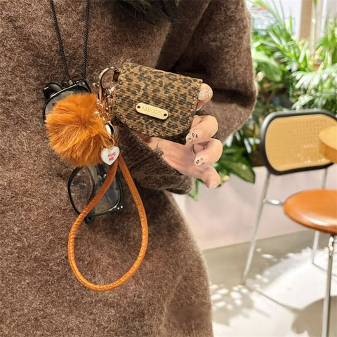 / Pro Strap Case Skin Leopard Pom AirPods Earphone Print FashionChic